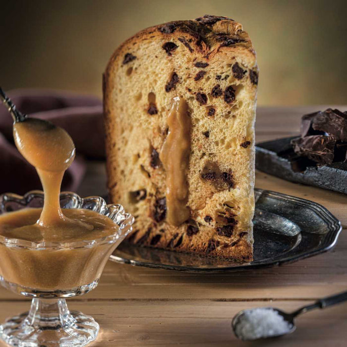 Chocolate chip Panettone with Salted Caramel