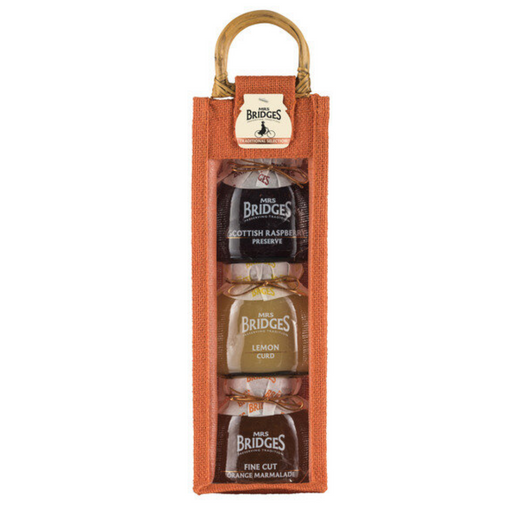 Mrs Bridges Jute Hamper Bag 3x340g_Traditional Selection